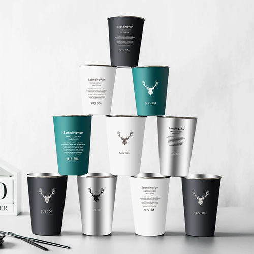 Бокал из нержавеющей стали для домашнего использования со стаканом, чай с молоком, свежий стакан, защита при падении, простой и элегантный дизайн