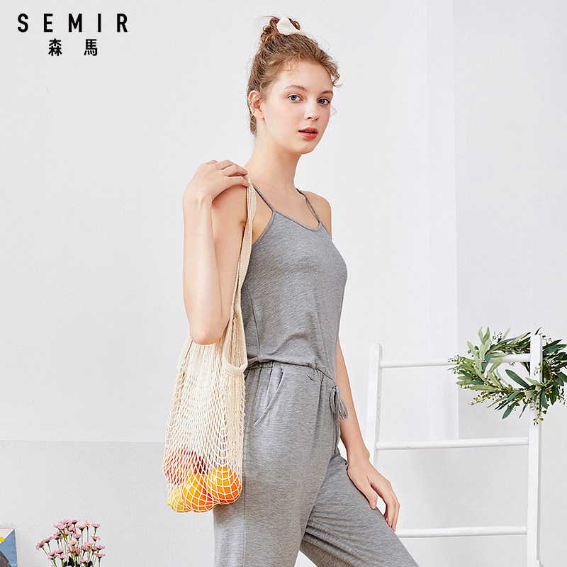 森马女士吊带可调宽松高腰连体裤 森马outlets店睡衣/家居服套装