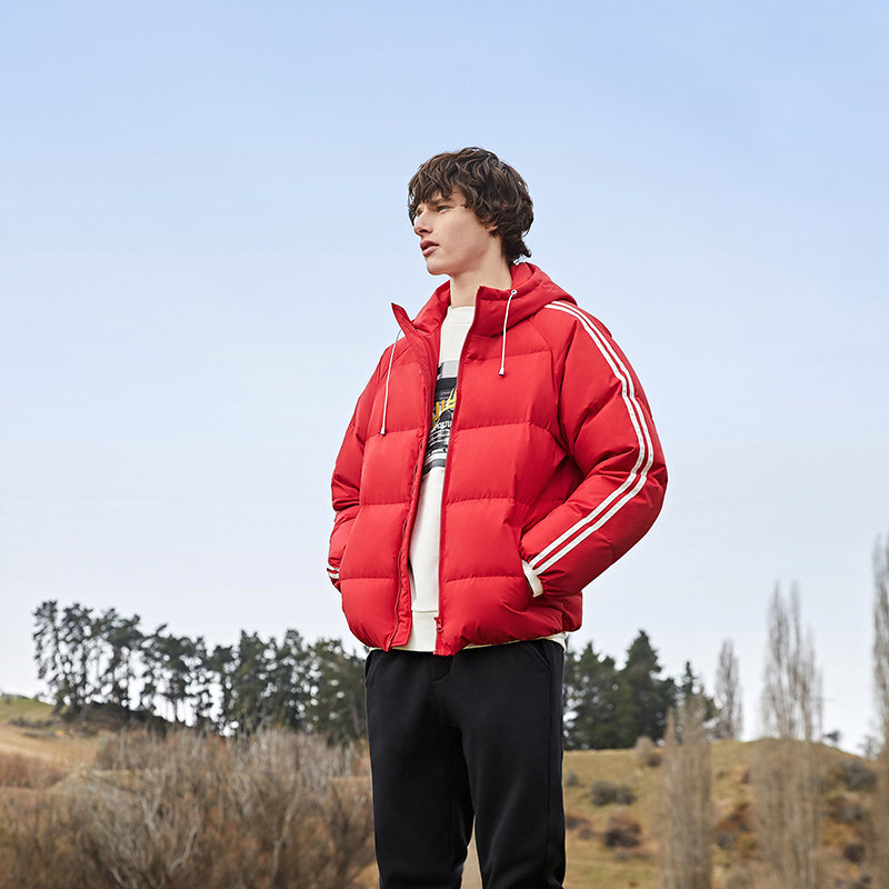 清仓森马短款年轻宽松连帽情羽绒服 森马outlets店羽绒服