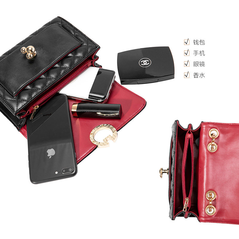 森马2020新款韩版菱格迪士尼链条包 森马outlets店女士包袋