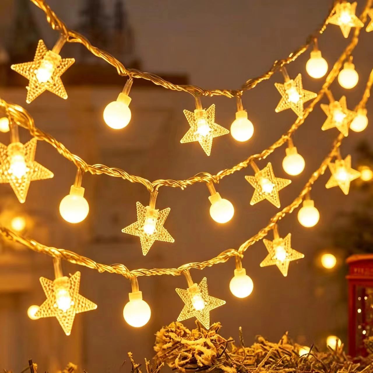 Star lights solar outdoor Christmas and New Year decorative lights