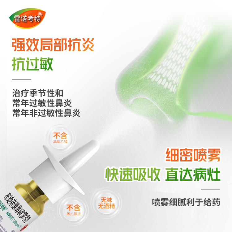 雷諾考特布地奈德鼻噴霧劑抗過敏性鼻炎噴霧專用藥噴劑進口64μg_楊森官方旗艦店_OTC藥品/國際醫藥