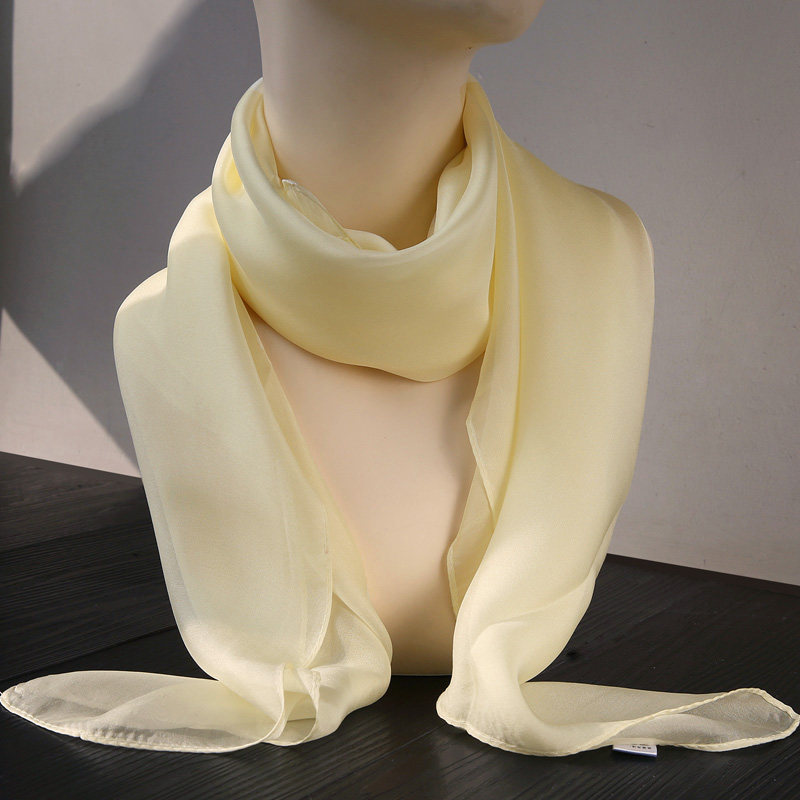 100%桑蚕丝丝巾90方巾纯色米白色新款春秋夏薄款纱巾围脖真丝围巾,淘宝优惠券,粉丝福利购,淘宝优惠卷