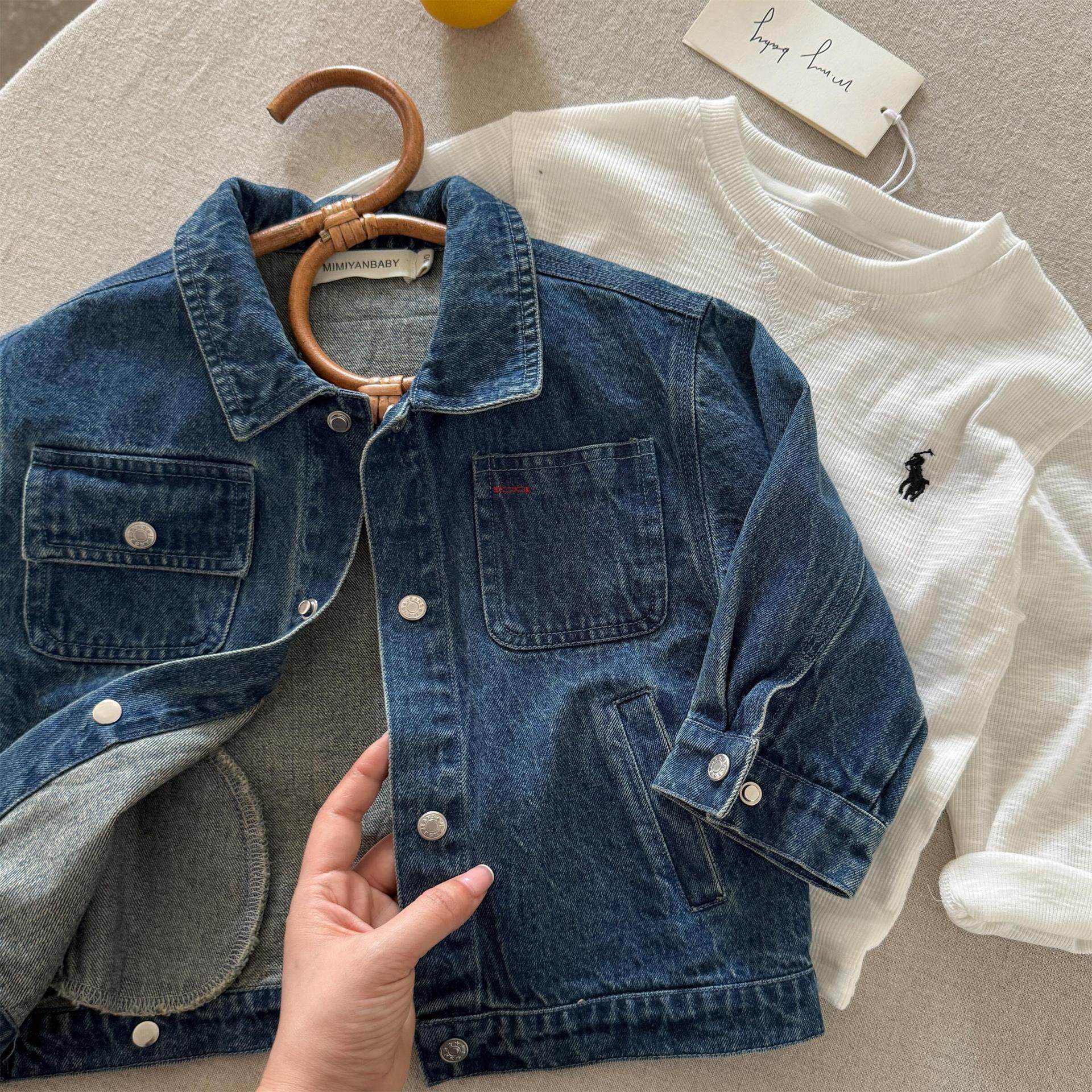 儿童牛仔衫2025秋男童日系贴标休闲外套宝宝小童春秋衫大童夹克潮,淘宝优惠券,粉丝福利购,淘宝优惠卷