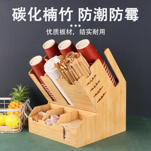 餐饮奶茶店一次性纸杯分取杯器商用吧台用品吸纸巾管收纳盒置物架 - 图1