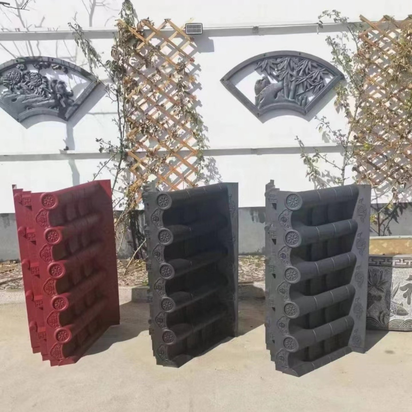 枣红色免架子仿古屋檐瓦一体中式门头窗户树脂瓦婚庆背景墙立体瓦,淘宝优惠券,粉丝福利购,淘宝优惠卷