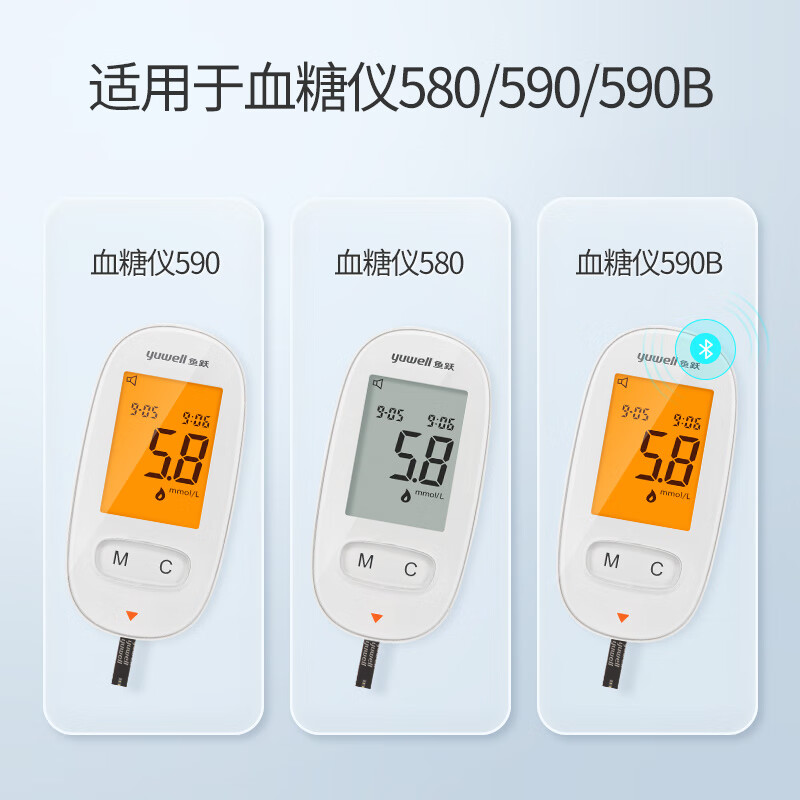 【蓝牙无线连接】鱼跃血糖测试仪590B语音家用580/590血糖试纸 - 图0