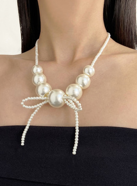 流苏蝴蝶结串珠个性锁骨链颈链