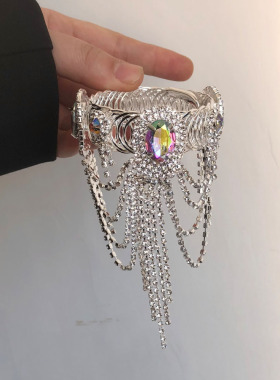 镶钻流苏手臂链弹性可调节手镯女