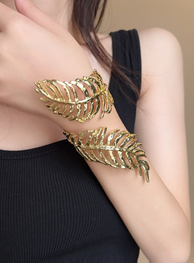 欧美风树叶扭结螺旋开口弹力手镯