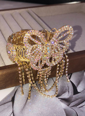 精致重工流苏镶钻蝴蝶手链可调节