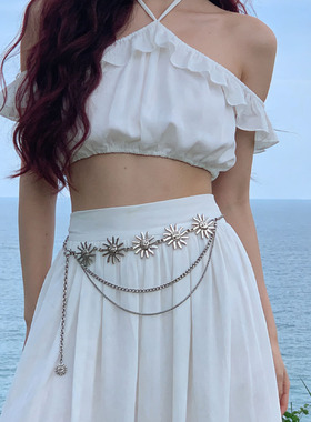 波西米亚金属太阳花腰链女款链条