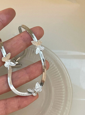 金属蛇骨链女蝴蝶项链