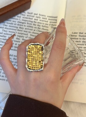 几何夸张金属亮片戒指个性食指戒