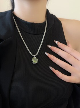 复古港风超闪水晶钻石吊坠项链女