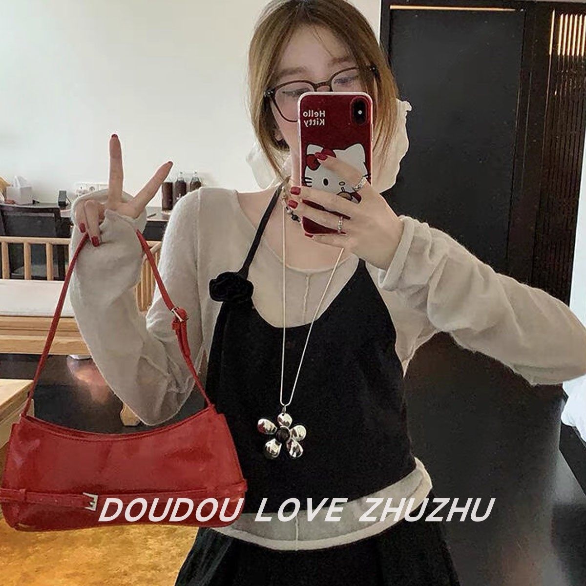 金属冷淡风银色大花朵长链项链女时髦黑宝石锁骨颈链毛衣卫衣链,淘宝优惠券,粉丝福利购,淘宝优惠卷