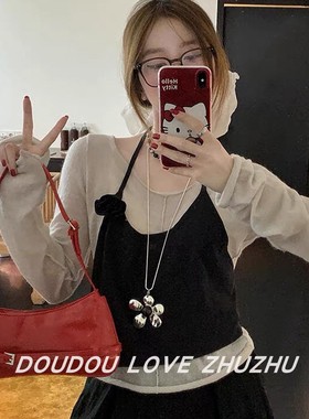 金属冷淡风银色大花朵长链项链女