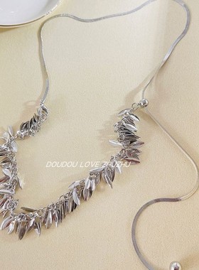 麦穗金属蛇骨链女抽拉可调节项链