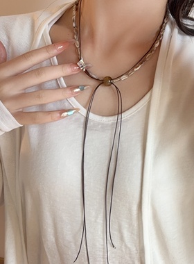 民族风石贝母串珠流苏项链高级感