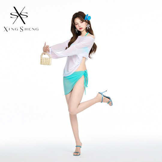 纯色分体泳衣女性感比基尼欧美绝美沙滩度假风小胸聚拢bikini高级