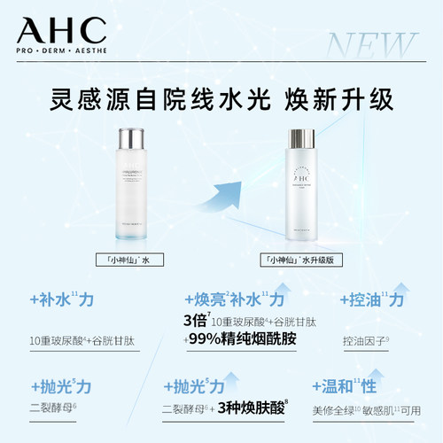 AHC官方旗舰店小神仙水玻尿酸深层补水保湿控油舒缓温和护肤300ml - 图1