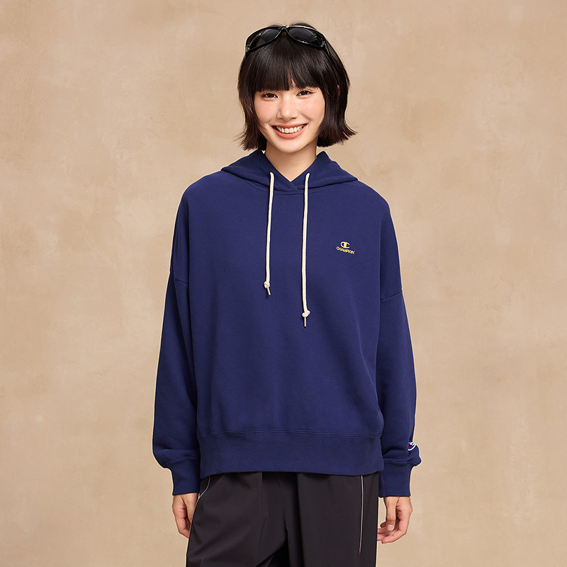 Champion冠军女款卫衣25冬季新款刺绣红色连帽卫衣女运动休闲潮秋,淘宝优惠券,粉丝福利购,淘宝优惠卷