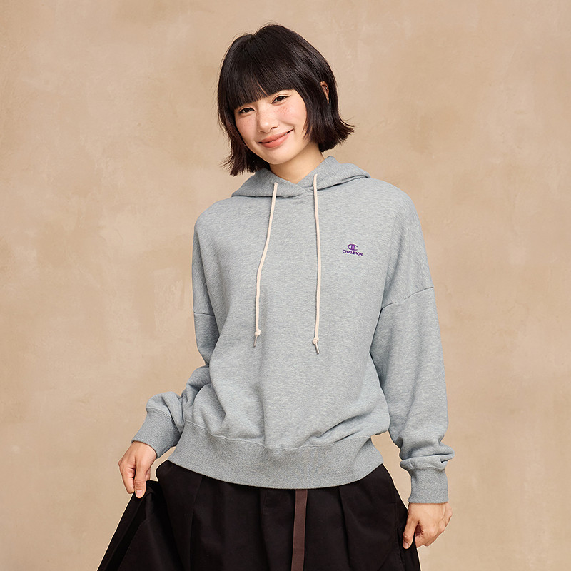 Champion冠军女款卫衣25冬季新款刺绣红色连帽卫衣女运动休闲潮秋,淘宝优惠券,粉丝福利购,淘宝优惠卷