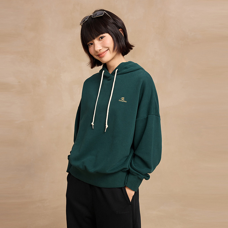 Champion冠军女款卫衣25冬季新款刺绣红色连帽卫衣女运动休闲潮秋,淘宝优惠券,粉丝福利购,淘宝优惠卷