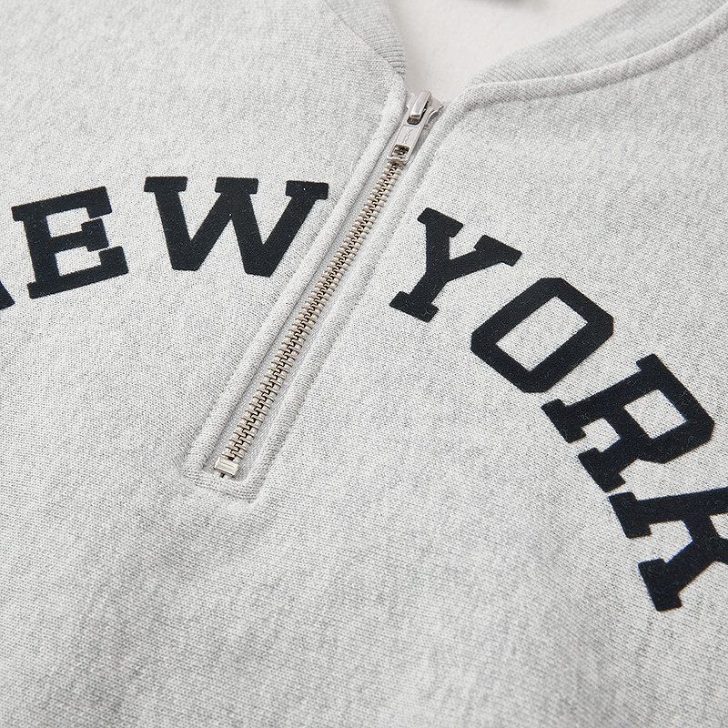 Champion冠军半拉链加绒卫衣女25冬季新款V领红色校园球衣风宽松