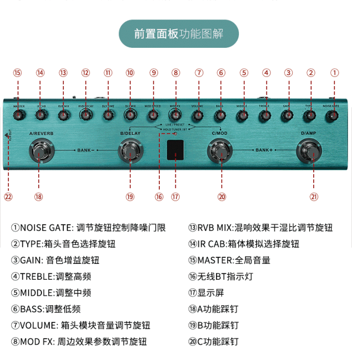 TANK-G电吉他单块效果器箱体模拟专业级EQ调节支持内录声卡充电 - 图2