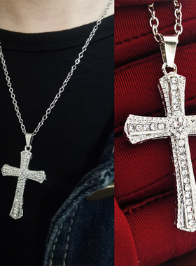 十字架钛钢钛钢毛衣链男士项链