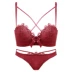 Sexy Cross Lace Wine Red SpongeBob Bộ đồ lót Nữ đã kết hôn Không có vòng thép Ngực nhỏ Tập hợp Bra Bra - Bộ đồ lót