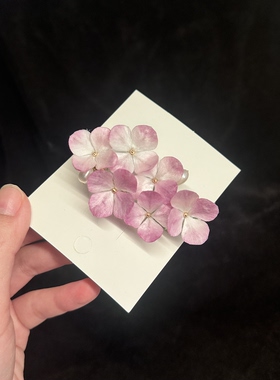 非遗绒花蚕丝手工紫粉色绣球发夹