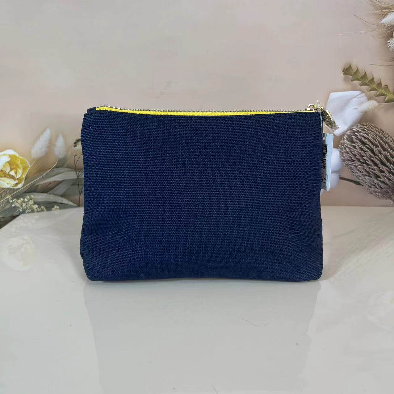 雅诗兰黛藏蓝色海军标帆布化妆包大容量旅行收纳包整理包,淘宝优惠券,粉丝福利购,淘宝优惠卷