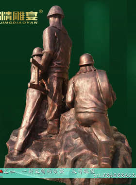 玻璃钢消防员救火主题教育仿铜