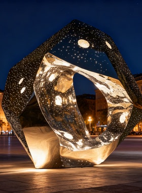 不锈钢抽象发光量化步行街雕塑