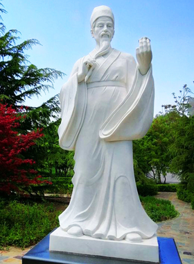 王羲之石雕定制汉白玉历史名人人物雕塑景区公园景观学校石雕塑像