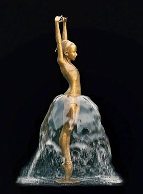 铸铜玻璃钢芭蕾舞者人物流水摆件