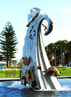 不锈钢镜面流水喷泉摆件水景装饰