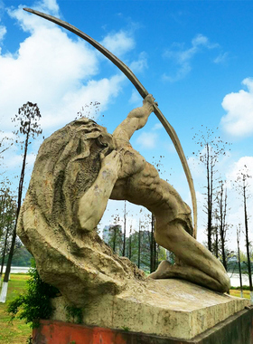 石材铸铜玻璃钢后羿射日雕像