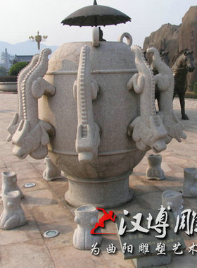 玻璃钢户外古代雕塑地动仪定制