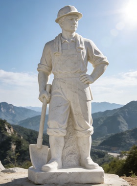 汉白玉矿工人物雕塑厂家定制