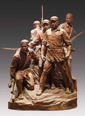 玻璃钢铸铜南楼七烈士人物雕塑