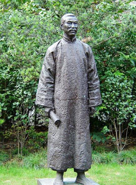 玻璃钢铸铜校园文化叶圣陶雕塑