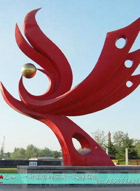 不锈钢抽象凤凰公园大型雕像定制