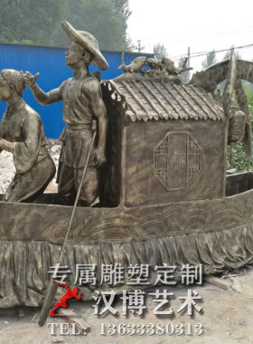 玻璃钢户外景观渔民人物雕塑定制