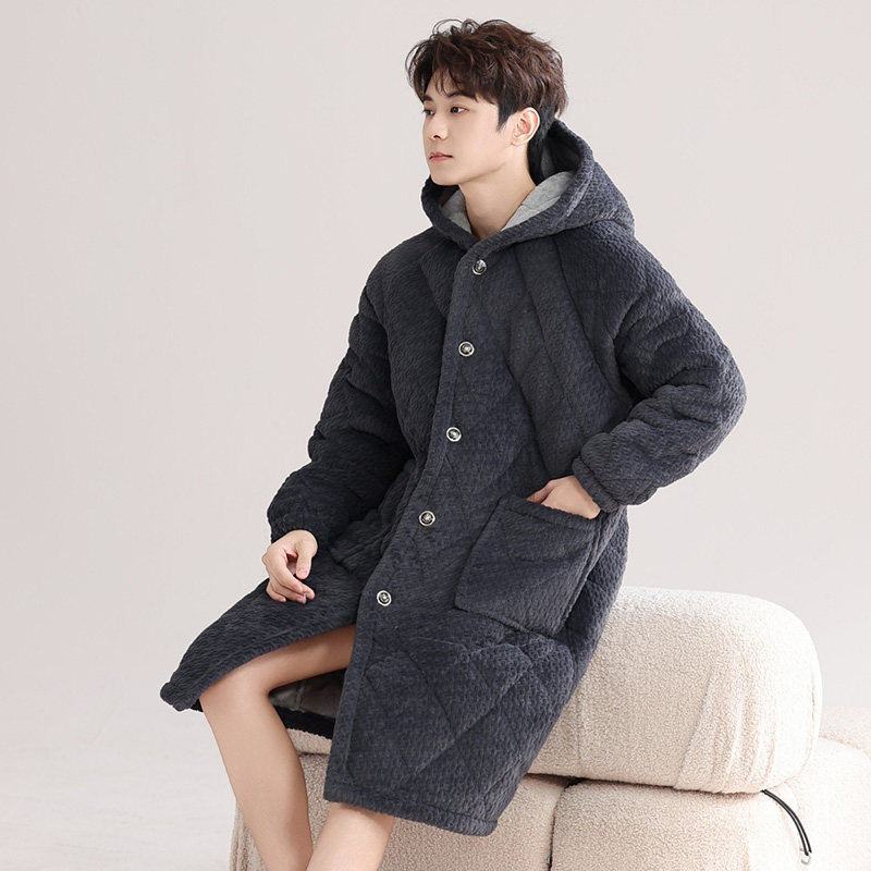 俞兆林连帽特厚三层夹棉睡袍男士浴袍法兰绒冬天睡衣加绒加厚珊瑚,淘宝优惠券,粉丝福利购,淘宝优惠卷