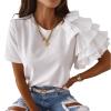 or Tops Short Ruffle Sleeve Round Neck Pullover TShirts Tees - 图0