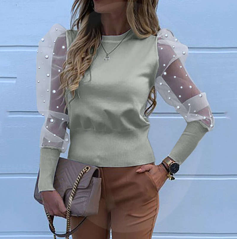 Sleeve Shirt Solid Color Lady Shirts Autumn Women Tops - 图2