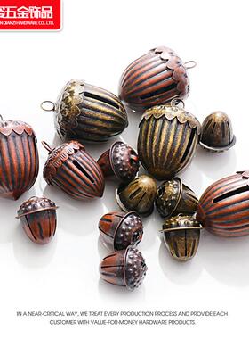 跨境复古松果铃铛金属橡木果铁铃铛diy配件圣诞树复古吊钟喇叭铃